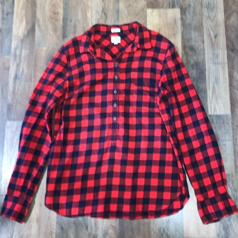 J Crew Perfect Fit Pull Over Flannel Shirt.  Size small. 100% Cotton.